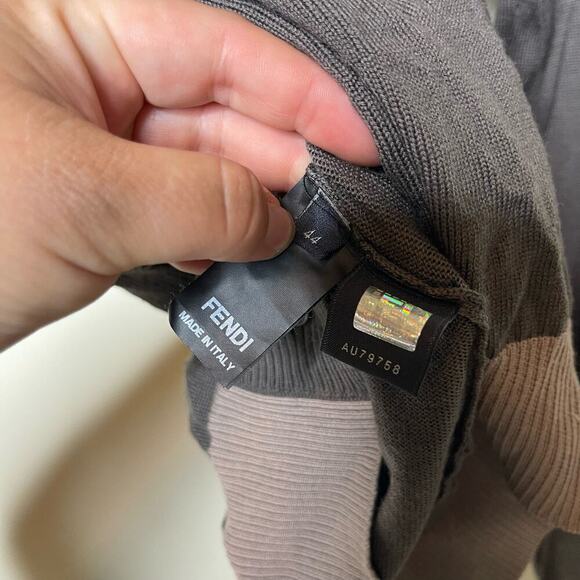 Fendi Long Sleeve V Neck Merino Wool Cardigan Sweater Gray IT 44 US 8 - Picture 9 of 13